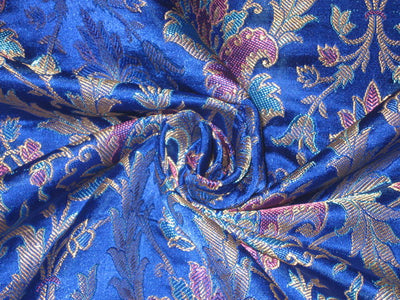 Heavy Silk Brocade Fabric deep royal blue~awesome