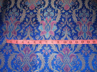 Heavy Silk Brocade Fabric deep royal blue~awesome