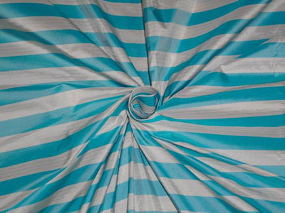 100 % silk taffeta sky blue and white colour stripe 54" wide TAF#S131 [5617]