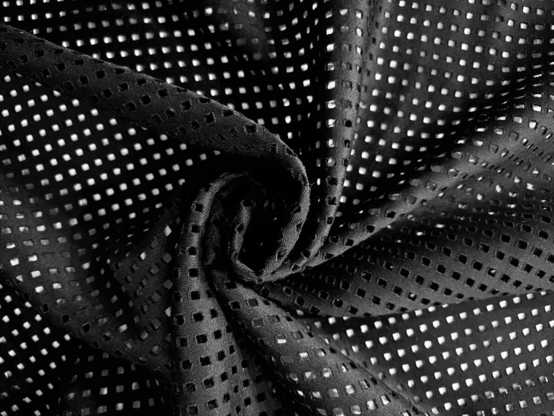 Scuba Suede Fabric -lazer cut punch design black color 58" wide[12613]