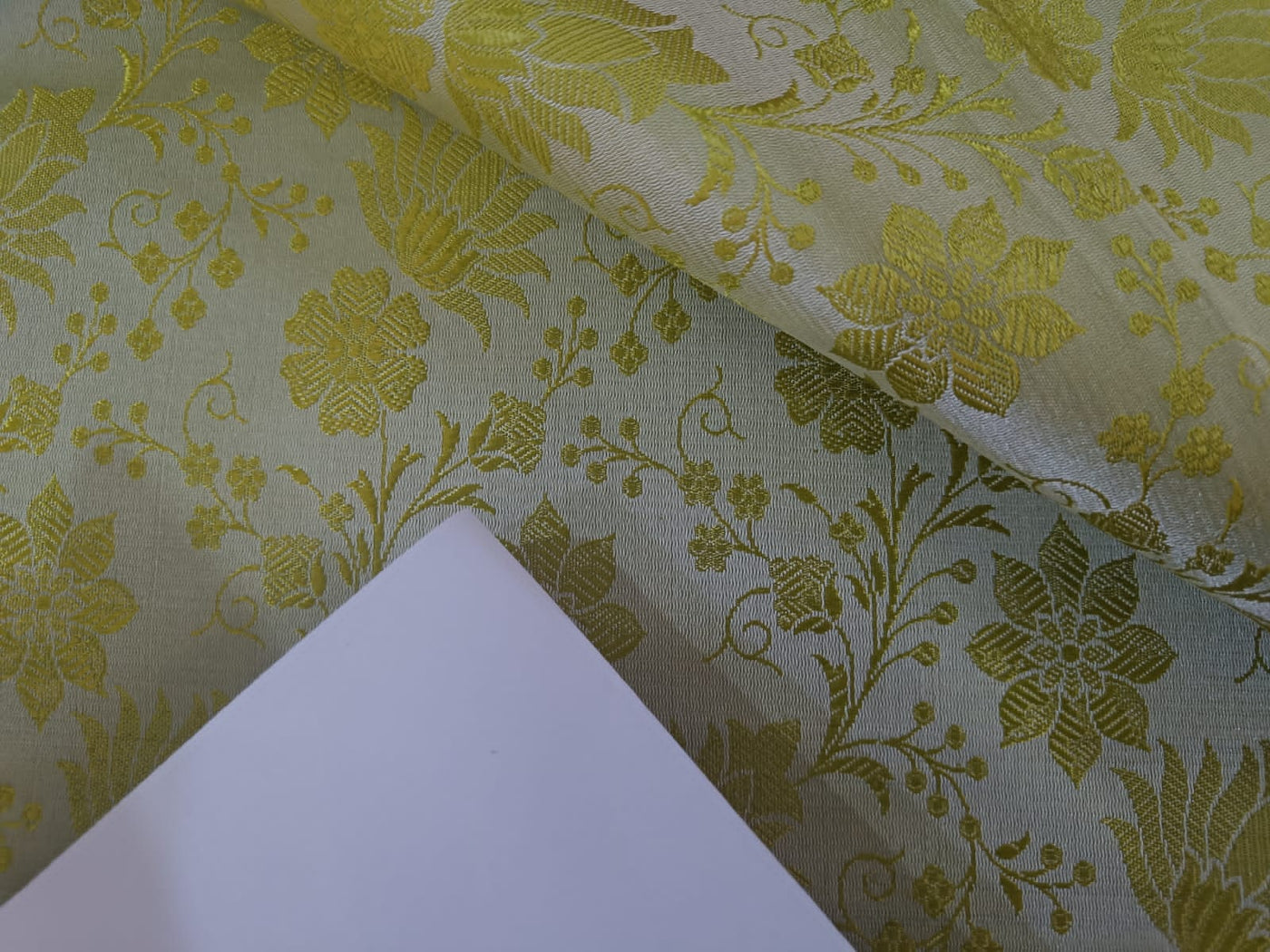 Silk Brocade jacquard Fabric Apple Green color 44&quot;BRO18[2]