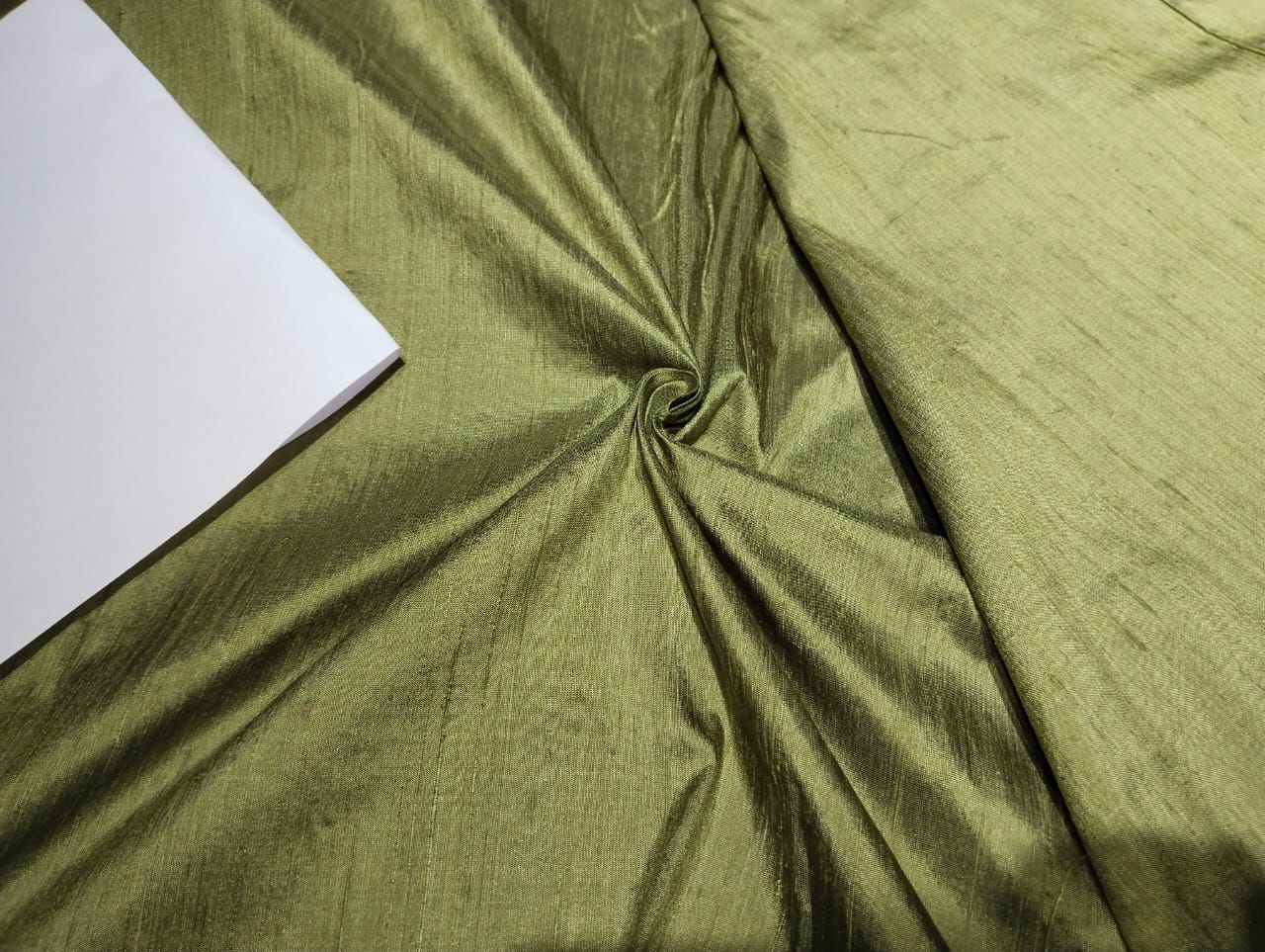 100% pure silk dupioni fabric olive 54" with slubs MM89[5]