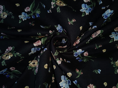 100% linen x cotton fabric beautiful floral print black 58" wide[12678]
