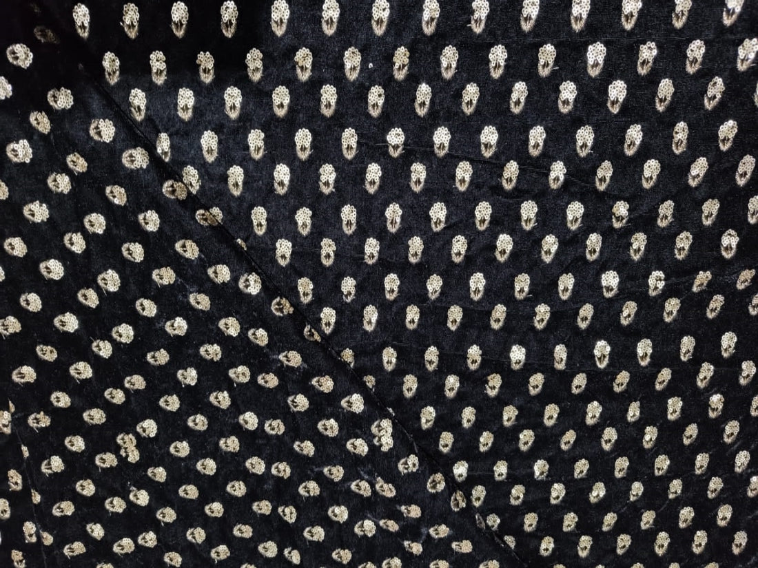 Embroidered black Micro Velvet Fabric 44" wide [12128]
