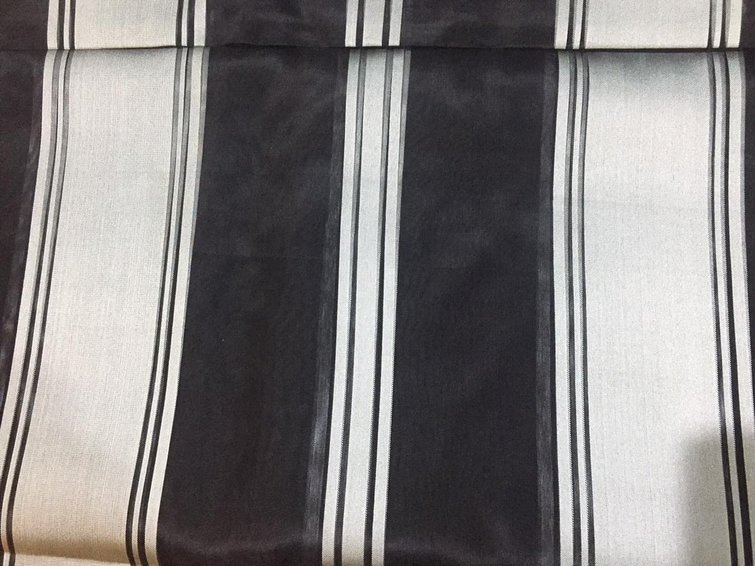 100% silk organza black stripes fabric 54" wide by the yard