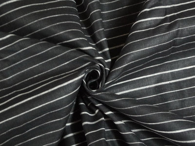 100% Linen Black with Thin White stripe 60's Lea Fabric 58" wide [3692]