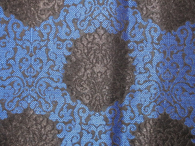 Heavy Silk Brocade Fabric Royal Blue &amp; Black 36" wide BRO139[2]