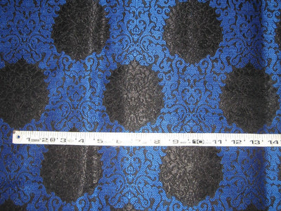 Heavy Silk Brocade Fabric Royal Blue &amp; Black 36" wide BRO139[2]