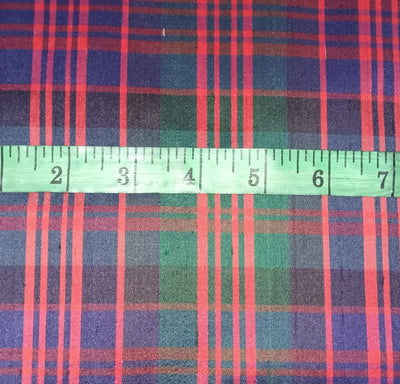 100% silk dupion red blue green tartan Plaids fabric 54&quot; wide