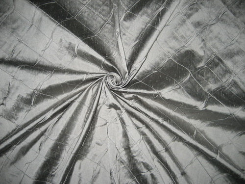 Silverish Grey silk dupioni fabric pintuck design PKT#P18[2]