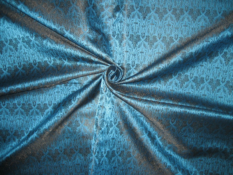 Silk Brocade Vestment Fabric Blue & Black 44" wide BRO144[2]