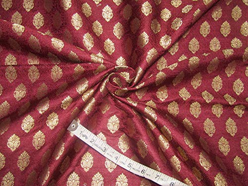 Silk Brocade fabric Burgundy x metallic gold color 44" wide BRO710[2]