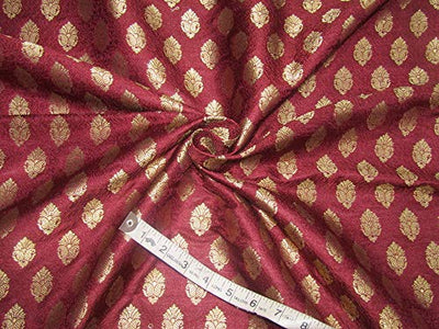 Silk Brocade fabric Burgundy x metallic gold color 44" wide BRO710[2]