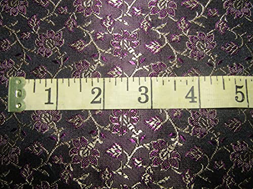 Silk Brocade Purple,Black & Gold Color floral design 44" wide BRO292[3]