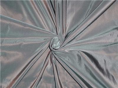 100% Pure Silk Taffeta Fabric Dusty Blue x Brown 60"  wide TAF279[3]