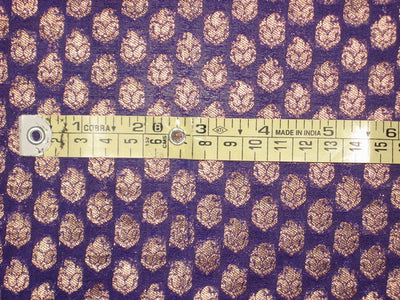 Pretty Silk Brocade Fabric Purplish Blue &amp; Antique Metallic Gold semi sheer 44"wide BRO146[3]