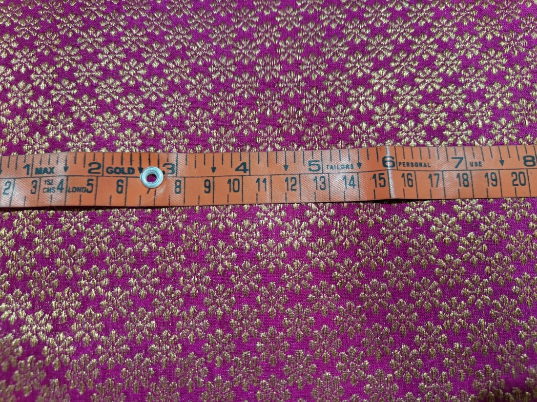 BROCADE FABRIC MAGENTA PINK X METALLIC GOLD MOTIF 44&quot; wide
