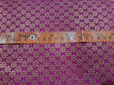 BROCADE FABRIC MAGENTA PINK X METALLIC GOLD MOTIF 44&quot; wide