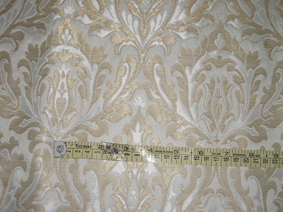 Heavy Silk Brocade Fabric Ivory,Cream &amp; Metallic Gold