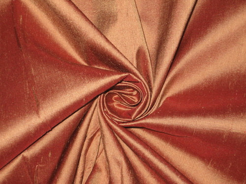 100% Pure SILK Dupion FABRIC Rust with Beige Shot colour 54" wide DUP A1[1]