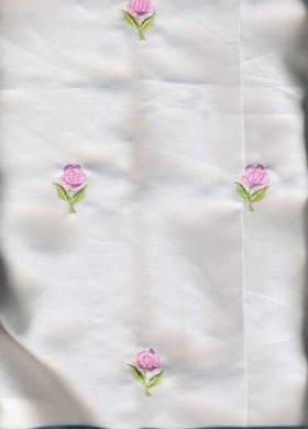 100 % Silk satin fabric ivory colour Rose embroidery 44" wide [486] custom order