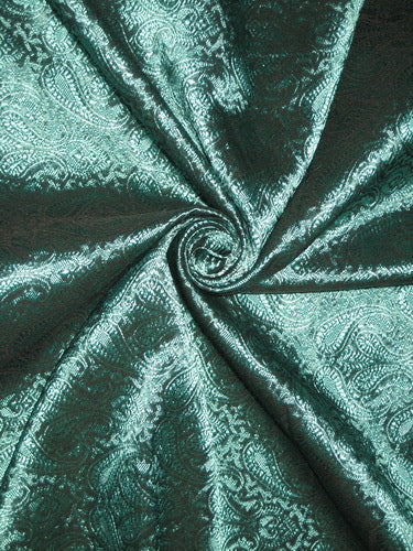 Spun Silk Brocade Fabric Sea Green Black 44" wide BRO165[5]