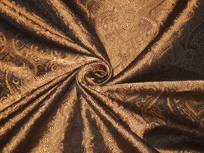 Silk Brocade Fabric Copper/Bronze & Black color 44" wide BRO165[3]