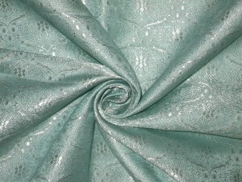 Pure SILK BROCADE FABRIC Baby Blue 44&quot;