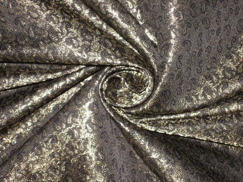 SILK BROCADE FABRIC Metallic Gold & Black color 44" wide BRO167[2]