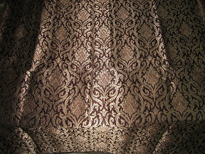 Pure Heavy Silk Brocade Fabric Black, Red&amp; Metallic Gold color ~ 44&quot