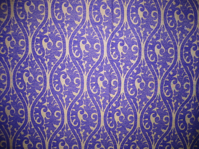 Heavy Silk Brocade Fabric Ink Blueish Purple &amp; Light Gold color 44&quot;