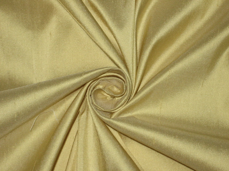 Pure SILK Dupioni FABRIC Dull Gold x Lime color