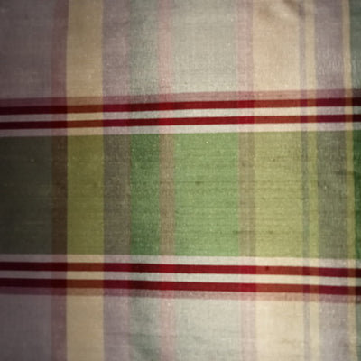 100% silk dupion fabric green red pink Plaids 54&quot; wide