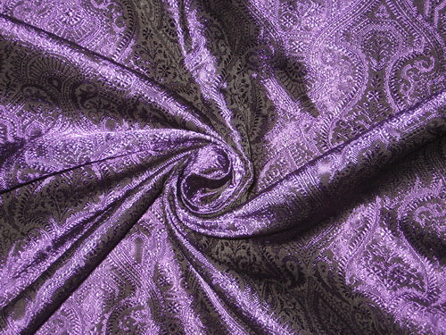 Spun Silk Brocade Fabric Purple Black 44" wide BRO165[2]