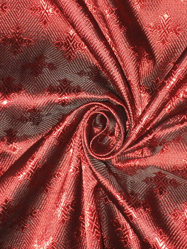 100%Pure Silk Brocade Vestment Fabric Dark Red &amp; Black color 44&quot;