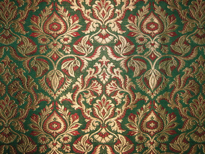 Silk Brocade Fabric Green, Red & Metallic Gold 44" WIDE BRO169[1]