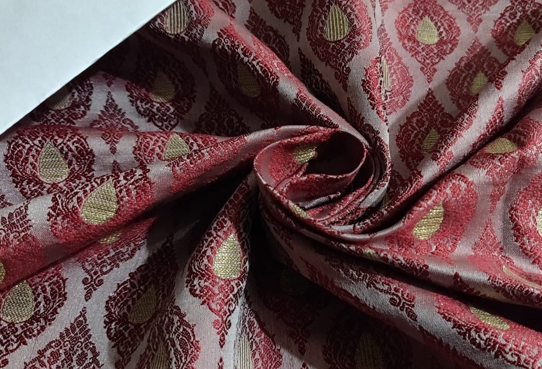 Brocade Fabric 44" wide BRO848/BRO907 available in two designs and color blueish grey and dusty rose red
