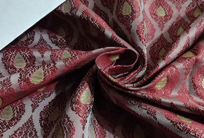 Brocade Fabric 44" wide BRO848/BRO907 available in two designs and color blueish grey and dusty rose red