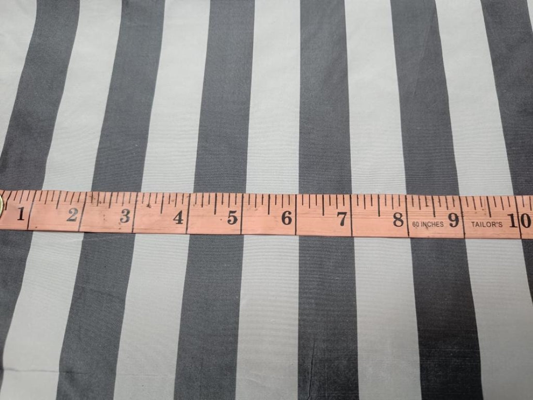 Silk taffeta one inch stripe~white / charcoal grey 54" wide TAFS12[1]