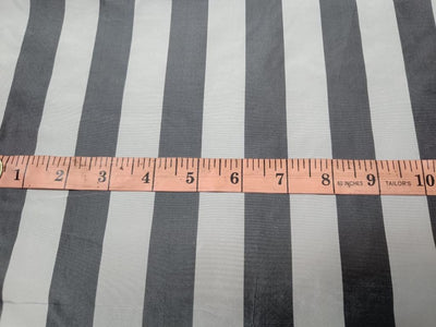 Silk taffeta one inch stripe~white / charcoal grey 54&quot; wide TAFS12[1]