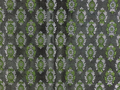 Silk Brocade fabric black green and silver4 color 44" wide BRO723[3]