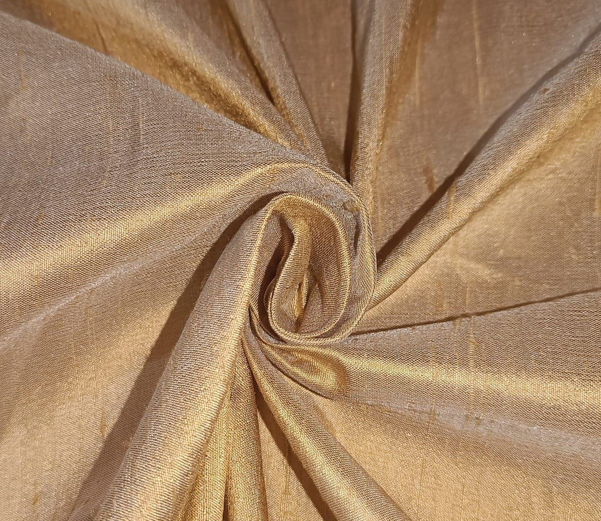 100% pure silk dupioni gold x ivory 108" with slubs fabric MM106[4]