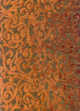 Mustard Devore Polyester Viscose Burnout Velvet fabric ~ 44&quot; wide - The Fabric Factory