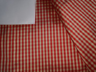 silk dupioni small plaids 4 mm red pink and gold 54" wide DUP#C45