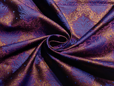 Silk Brocade Fabric Iridescent Blue &amp; Metallic Bronze color 44" wide BRO172[5]