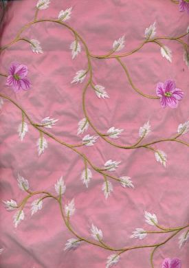 Pink Iridescent Silk taffeta 54&quot;-embroidered TAFE20 - The Fabric Factory