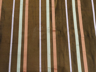 100% Silk Dupioni Fabric stripe brown ,peach ,cream,pink  54" wide DUPS59[5]