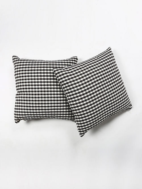 Pure 100% cotton Chanderi black and white plaids 44'' wide[11096] by the yard