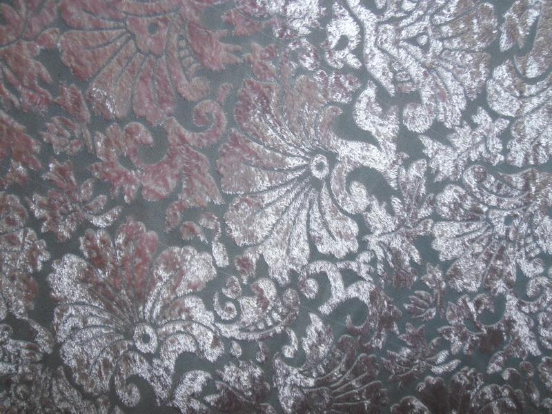Pink Devore Polyester Viscose Burnout Velvet fabric 44" wide