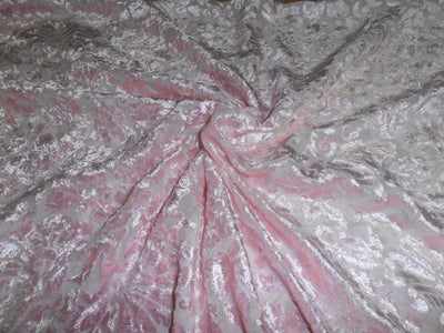Pink Devore Polyester Viscose Burnout Velvet fabric 44" wide
